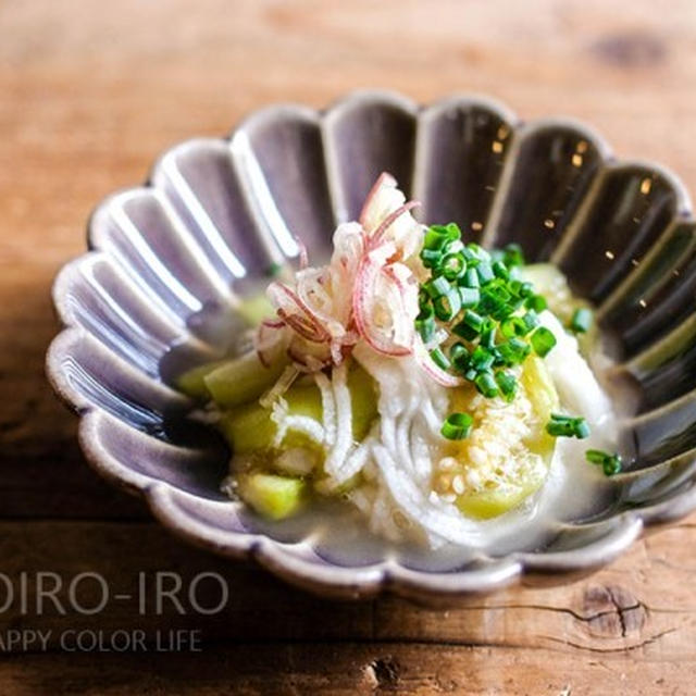 電子レンジで！ナスと長芋のおひたし