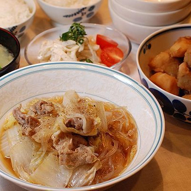豚と白菜と春雨の煮物定食