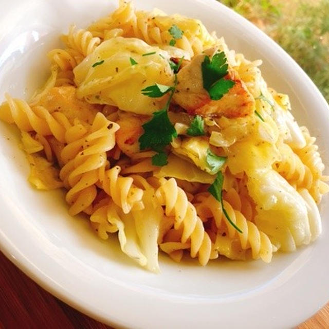 メカジキとキャベツのパスタ〜ショートパスタを使ってみた