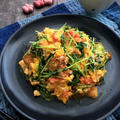 白いご飯がとまらない～豆苗と厚揚げの明太卵とじ