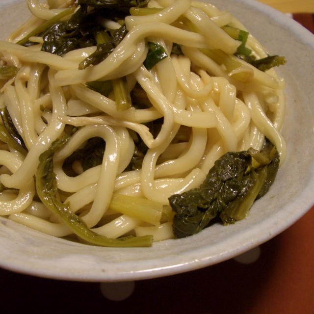 青菜の塩黒酢蒸し♪ぶっかけうどん