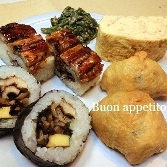 晩御飯☆あなご寿司といなり寿司