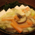 新豆腐百珍　第百十三珍　「豆腐の冬野菜白味噌餡かけ」