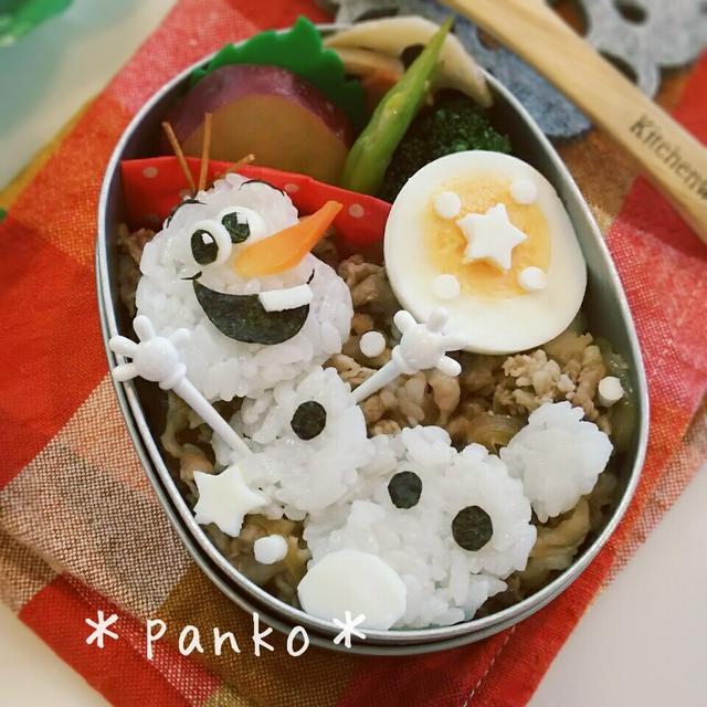 アナ雪オラフの牛丼弁当/キャラ弁