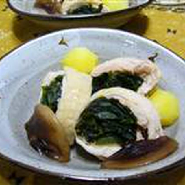 蒸し鶏のわかめロール☆