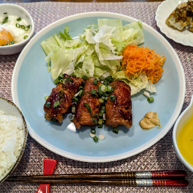 豚肉の厚揚げ巻き バルサミコ酢風味マスタード添え