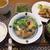 ブリの揚げおろし煮＆揚げゴボウとレンコンの甘ダレ絡め＆セロリと燻製イカのサラダの定食♪カボチャプリン付き♪