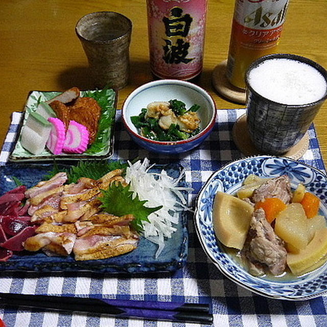 【晩酌】豚骨・地鶏のお造り・つけあげ…