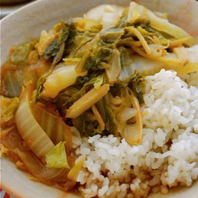 白菜のキムチ煮丼