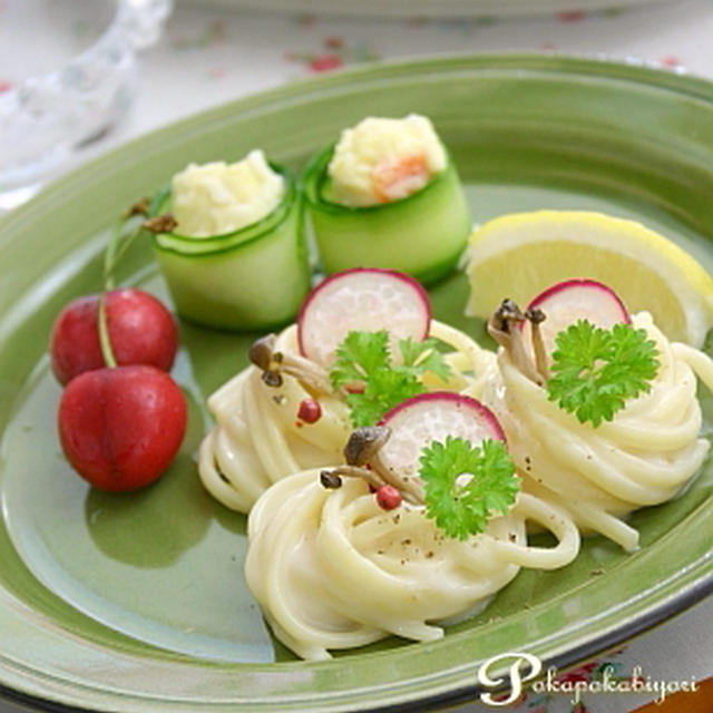 パスタをひとくちに盛り付け