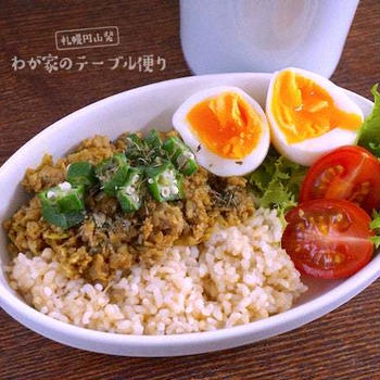 レンチンで作った「ドライカレー」でランチ