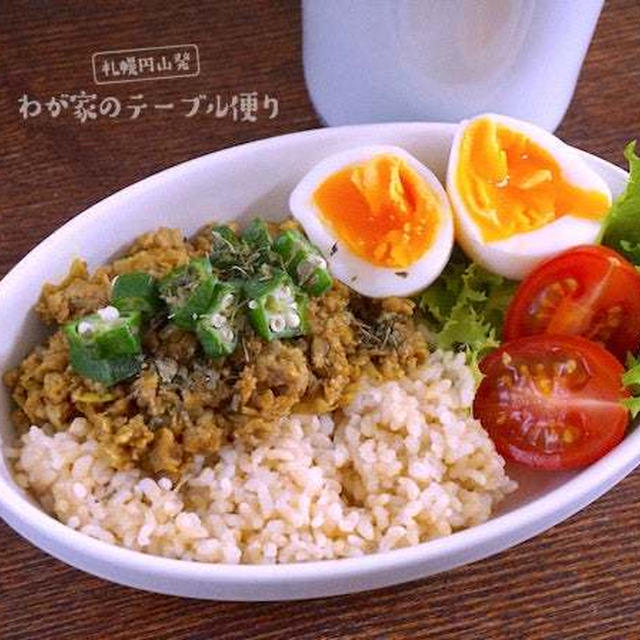 レンチンで作った「ドライカレー」でランチ