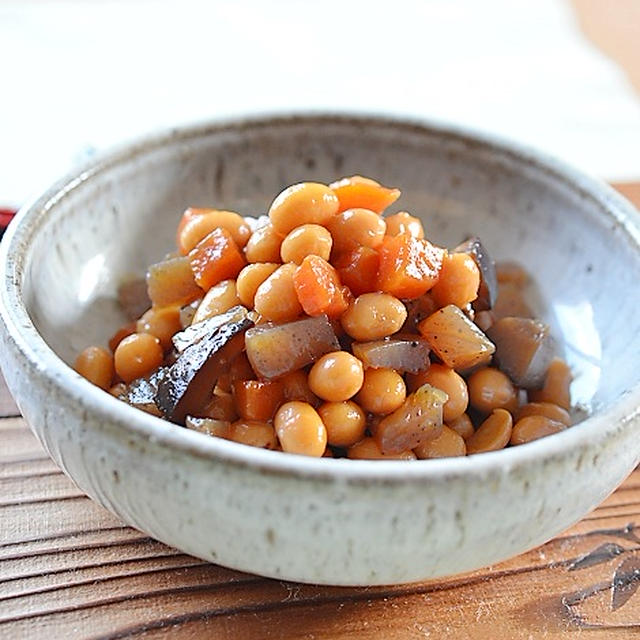 シャトルシェフで乾燥大豆から五目豆を作ったの♪