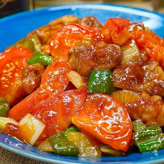 【レシピ】ワンパンで簡単♬豚こまとトマトのやみつき酢豚♬