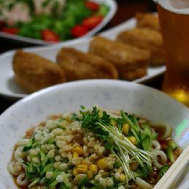 冷やしうどんの夜ごはん