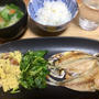 明日葉をごま油と煎り酒で炒めてみた & さつまいものポテサラ