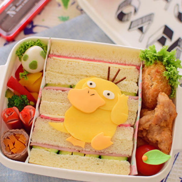 キャラ弁 ポケモン コダックのサンドイッチ弁当 By みほちんさん レシピブログ 料理ブログのレシピ満載