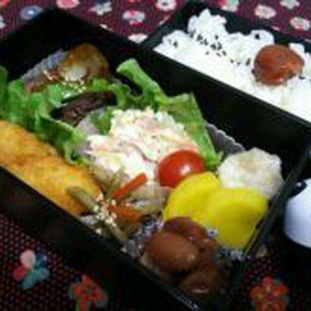 今日のお弁当と・・・久々に積もった雪☆(~_~;)