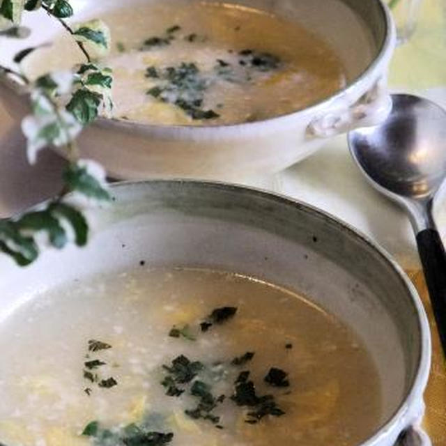 くずし豆腐と長芋のとろとろ～卵とじスープ