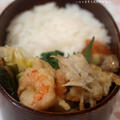 エビとささがきゴボウの天ぷら弁当と昆布文字