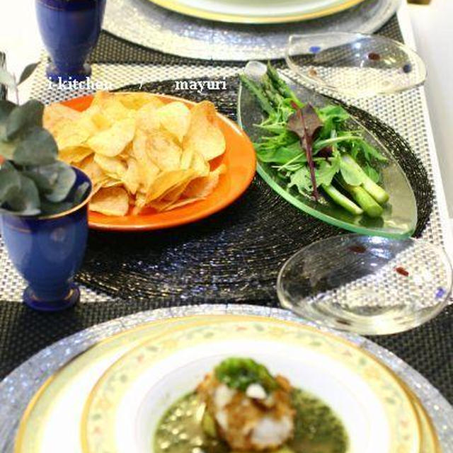 バジルスープに浮かべたカジキマグロソテー〜＆MENU