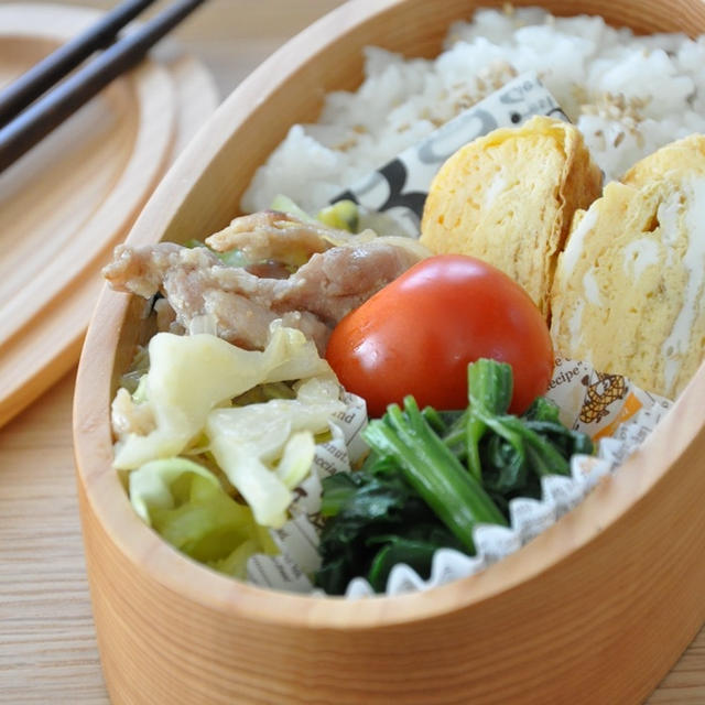 【節約弁当】おみその効果で豚肉が柔らかに♡豚肉とキャベツのみそ炒めがメインのお弁当