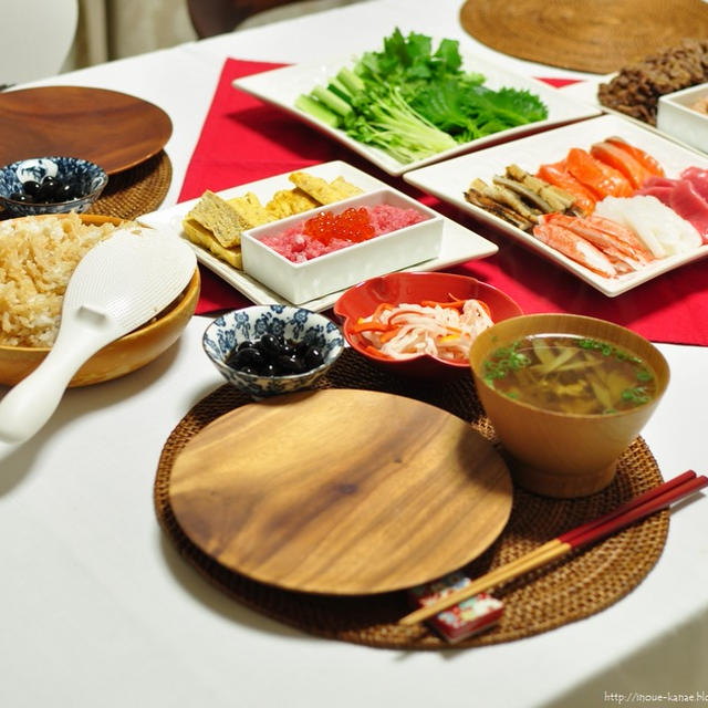 2日の夜は手巻き寿司で晩ごはん～