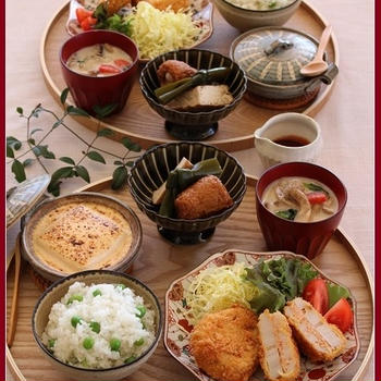 蓮根の海老はさみフライ！豆ごはん！で春ごはん♪