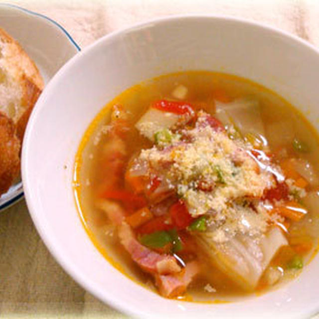 たっぷり野菜のミネストローネ☆ふぞろいな生春巻
