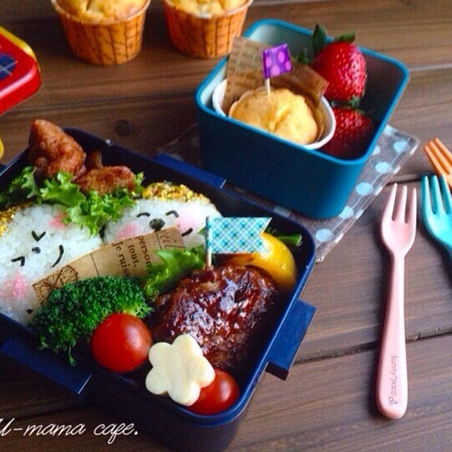 次男の遠足のお弁当〜りんごとさつまいものカップケーキ付き〜