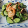 胡瓜と海老の炒め物&キャベツの中華風酢の物　　8・9・2013