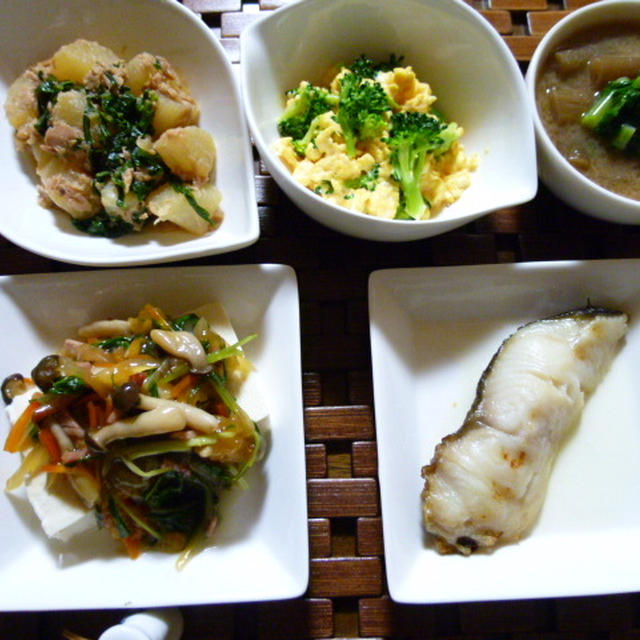 豆腐の野菜あんかけと大根とツナの煮物の献立　夕ご飯（２日分）
