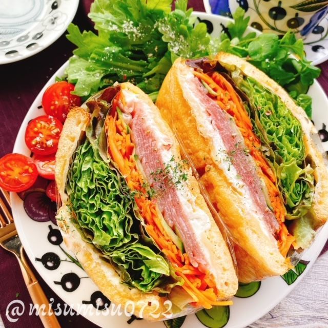 生ハムとクリームチーズの油揚げサンド(動画レシピ)/Lowcarbo Sandwiches.