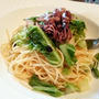 昼からしゅわっとスパークリング日本酒とホタルイカと春キャベツのペペロンチーノ