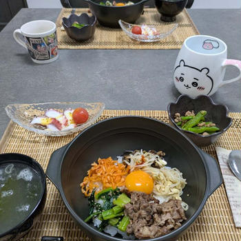 ビビンパ風丼の献立。義母の家から発掘したものの続き。