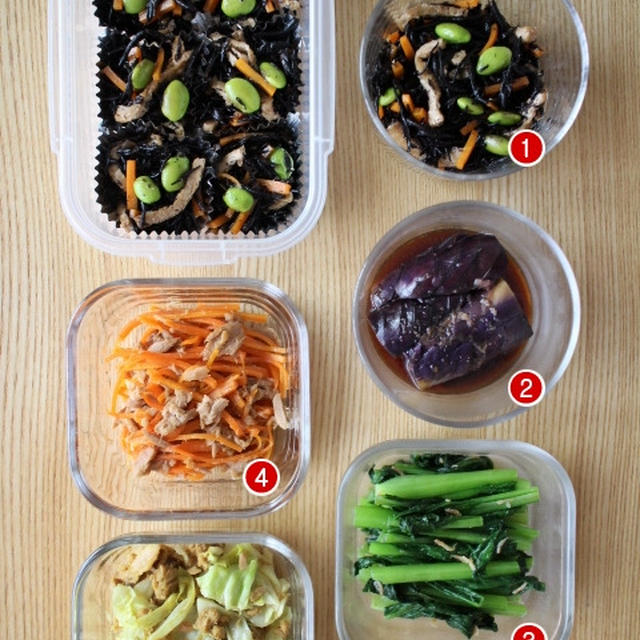 ひじき煮でワタシ弁当1Week！と、レンジで作る「キレイな色の揚げ茄子」