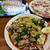 回鍋肉と鯛の刺身。小鹿田焼き