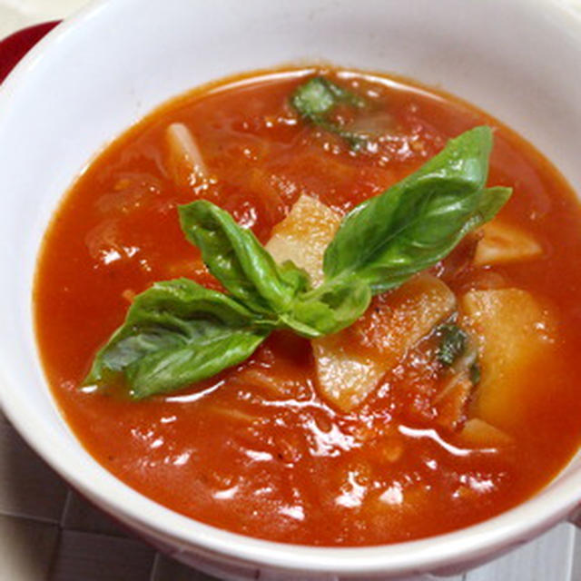 365日汁物レシピNo.219「バジル香るトマトスープ」
