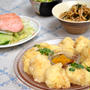 やわらか豆腐の竜田揚げ・カレー塩。塩サーモンと蒸し白菜の晩ご飯。
