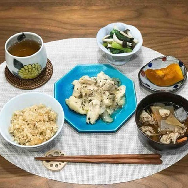 シリコンスチーマーでネギ塩チキンの晩ごはん