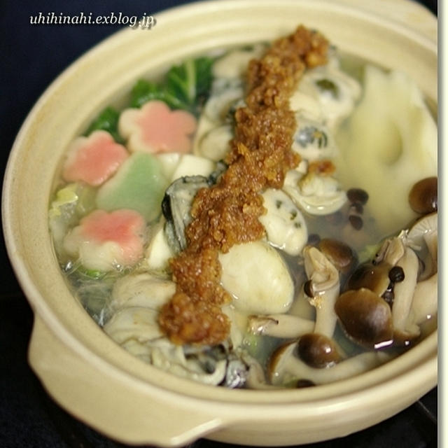 「ごはん」　牡蠣のくるみ味噌鍋