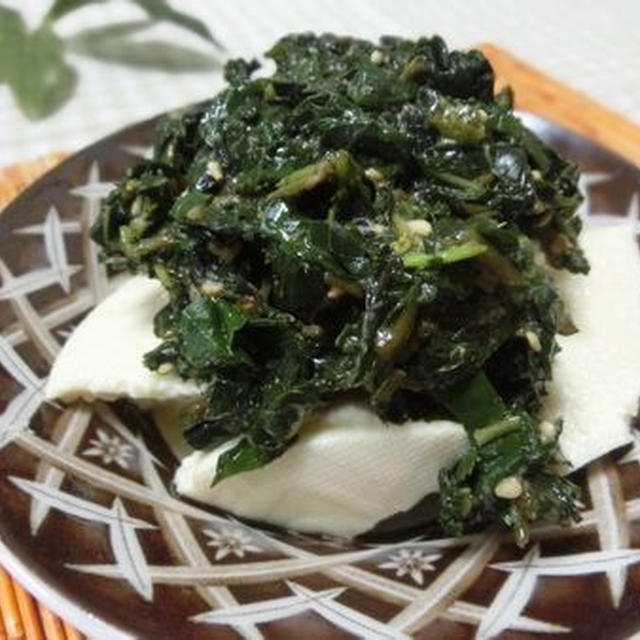 豆腐やご飯にかけて♪　モロヘイヤのからし醤油和え