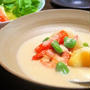 フーディストノート掲載！　海老と春野菜のお豆腐シチュー　小麦粉無しで軽くてヘルシー♪