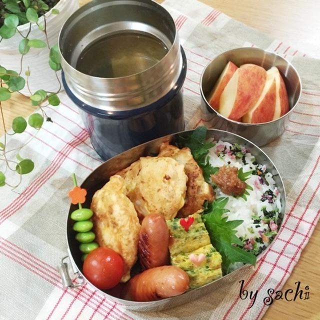 息子の☆鶏むね肉のピカタ弁当♪