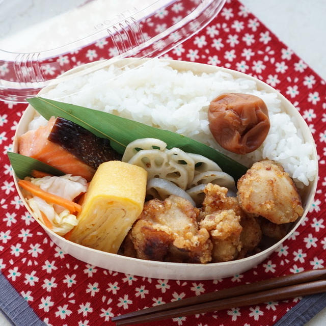 久々のパパ弁当（使い捨て容器）＆牡蠣醤油で簡単しょうが焼きな夕食