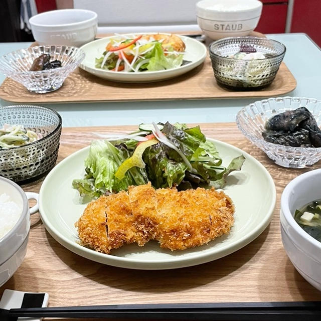 【献立】晩ごはん/鶏胸肉のやわらかチキンカツ