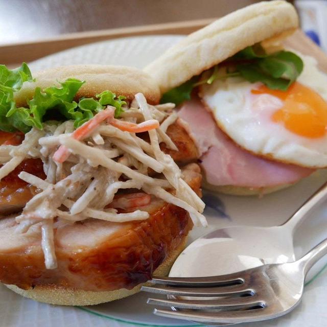 今日のヨルパンはイングリッシュマフィンサンド#本日のおうちごはん