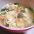 豆腐とカニカマのかき玉中華風スープ　レシピ