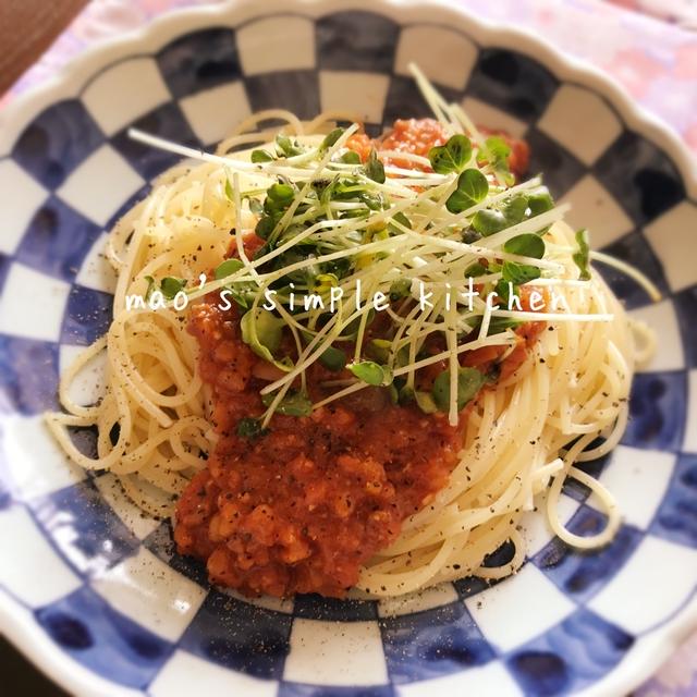 もち麦とひき肉の和風ミートソース♪