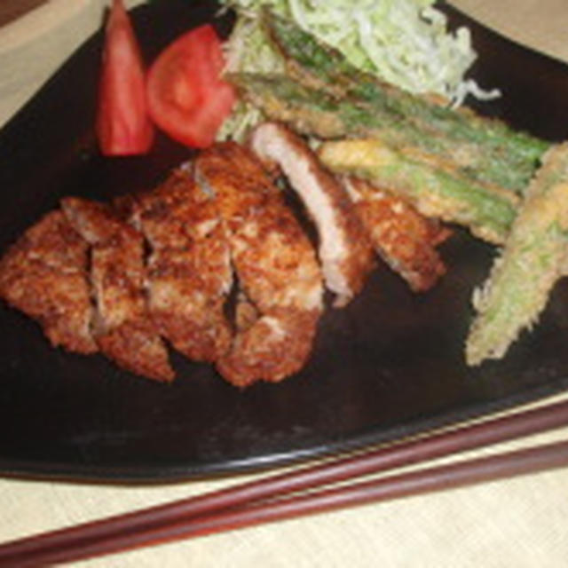 やっと作れたアスパラのフライ